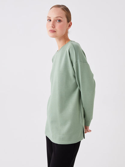 Crew Neck Plain Long Sleeve Oversize Women's Tunic