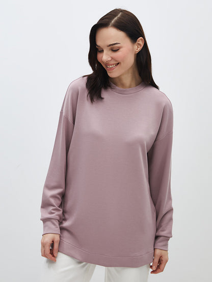 Crew Neck Plain Long Sleeve Oversize Women's Tunic