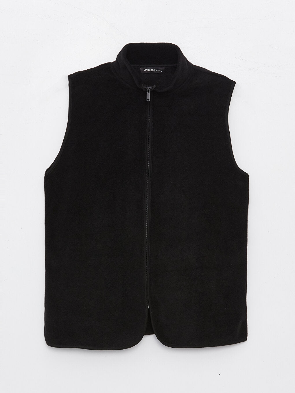 Women's High Collar Plain Fleece Vest