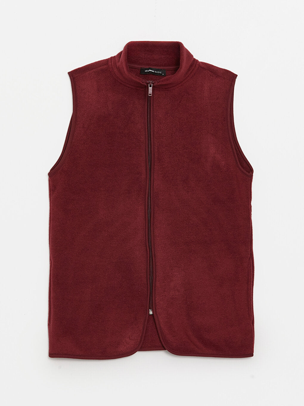 Women's High Collar Plain Fleece Vest