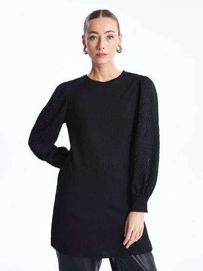 Crew Neck Embroidered Long Sleeve Women's Tunic