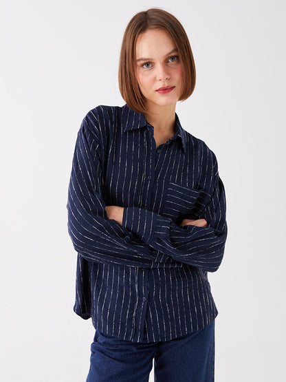 Striped Long Sleeve Oversize Women's Shirt