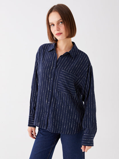 Striped Long Sleeve Oversize Women's Shirt