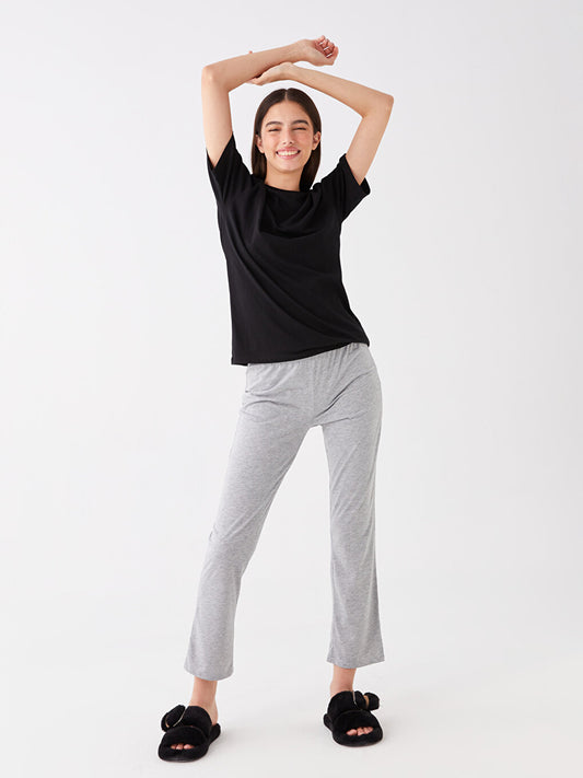 Women's Elastic Waist Plain Pajama Bottom