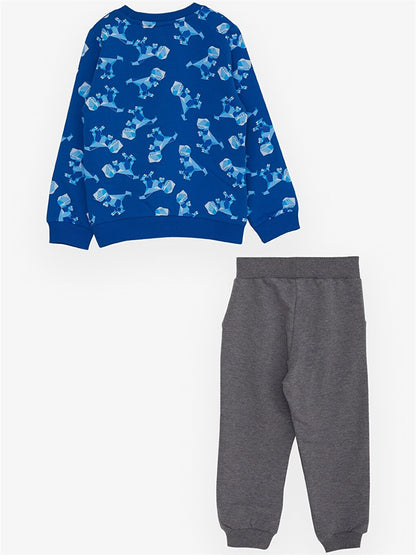 Crew Neck Long Sleeve Printed Baby Boy 2 Piece Set