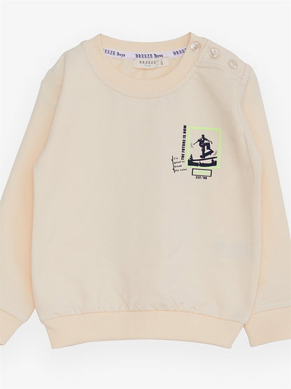 Crew Neck Long Sleeve Printed Baby Boy Sweatshirt