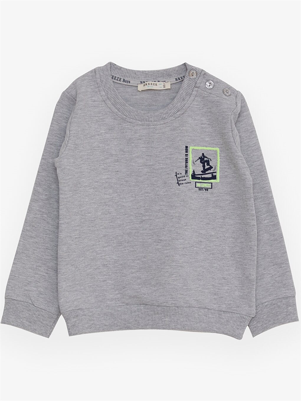 Crew Neck Long Sleeve Printed Baby Boy Sweatshirt