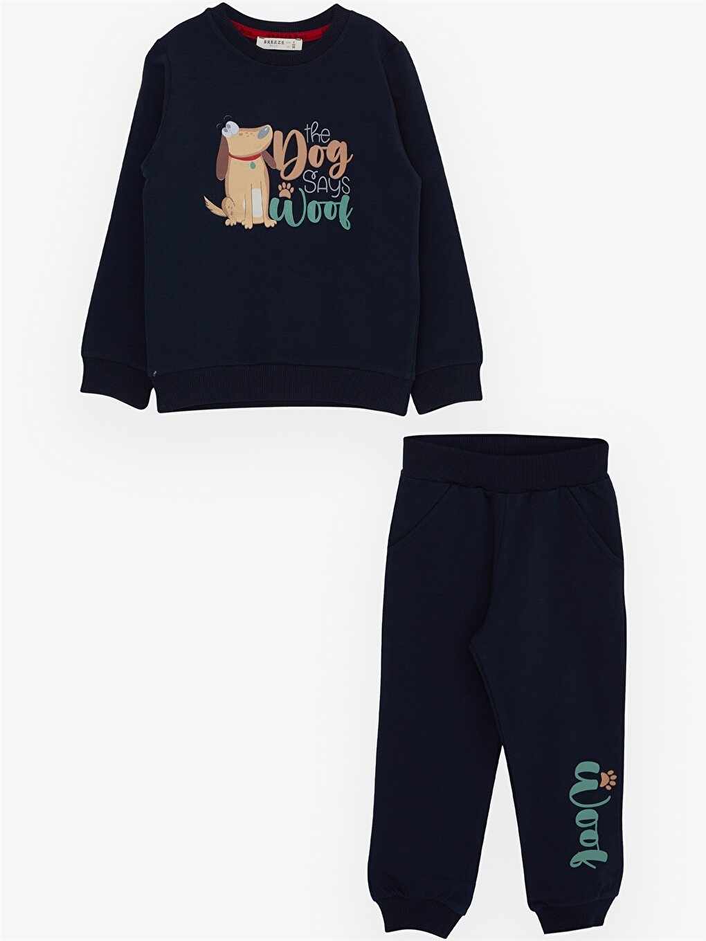 Crew Neck Long Sleeve Printed Baby Boy Sweatshirt and Tracksuit Bottom 2-Piece Set