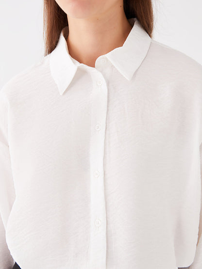 Plain Long Sleeve Oversize Poplin Women's Shirt