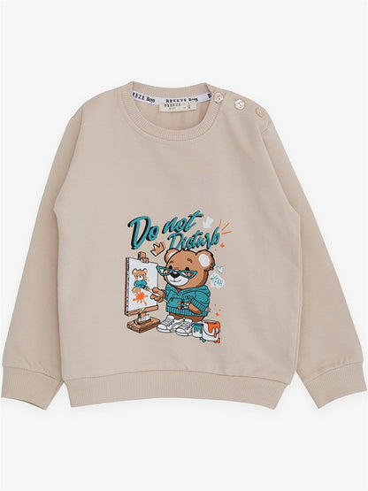 Crew Neck Printed Long Sleeve Baby Boy Sweatshirt