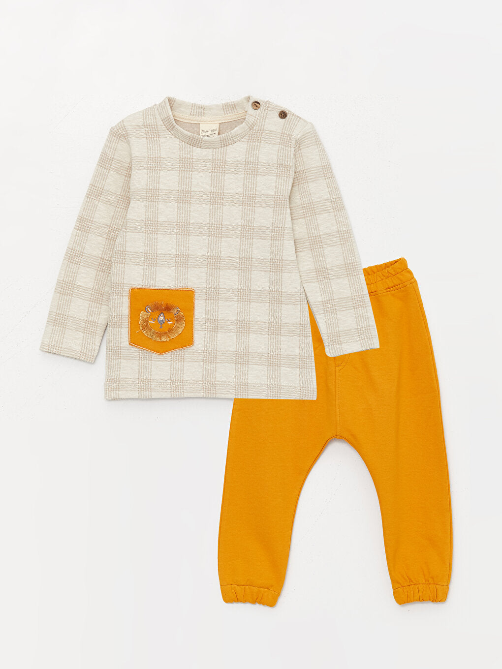 Crew Neck Long Sleeve Baby Boy T-Shirt and Trousers 2-Piece Set