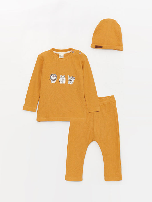 Crew Neck Long Sleeve Baby Boy 3 Piece Set