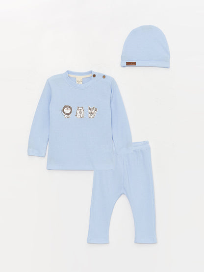 Crew Neck Long Sleeve Baby Boy 3 Piece Set