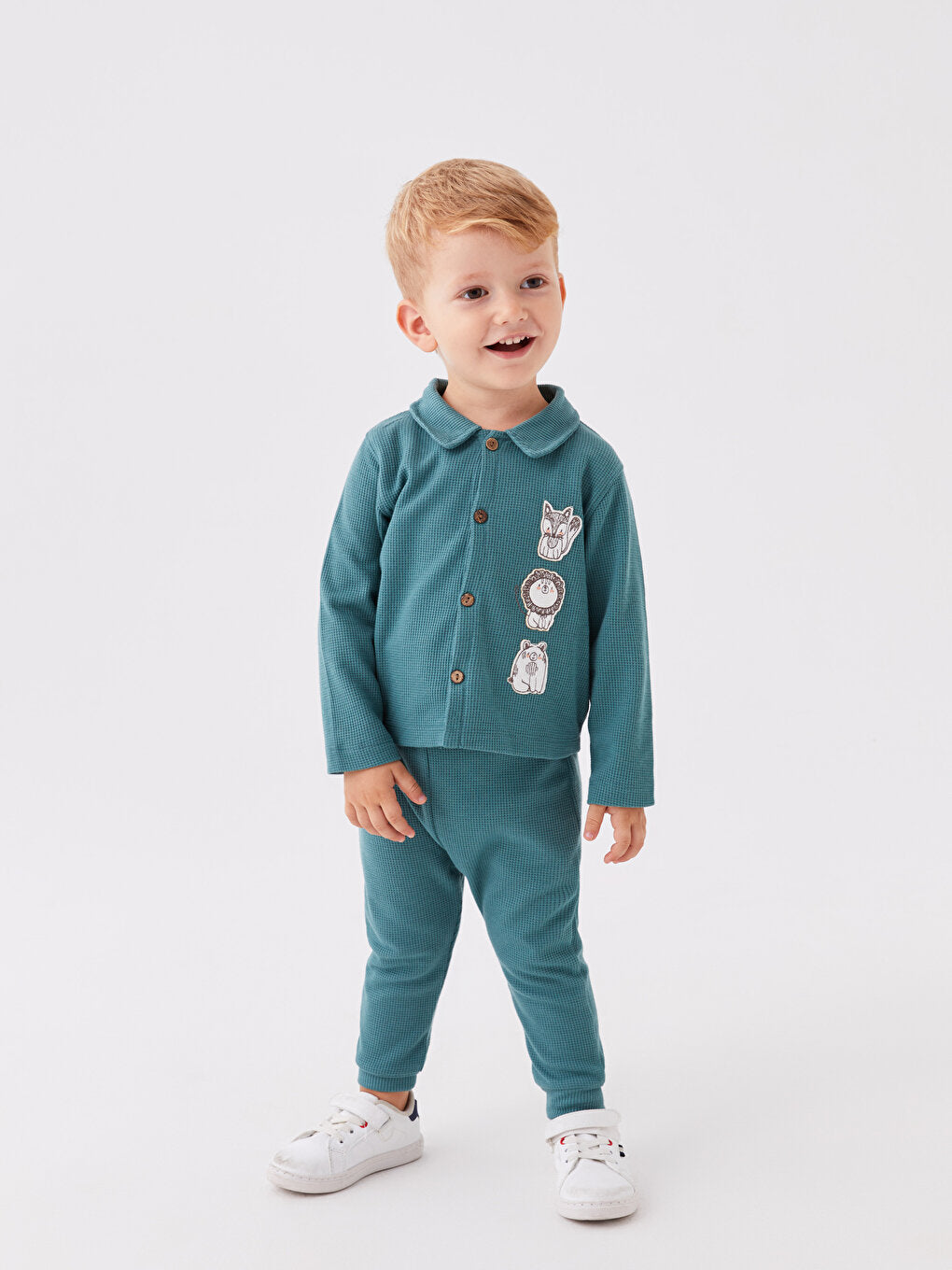 Crew Neck Long Sleeve Baby Boy Cardigan and Trousers 2-Piece Set