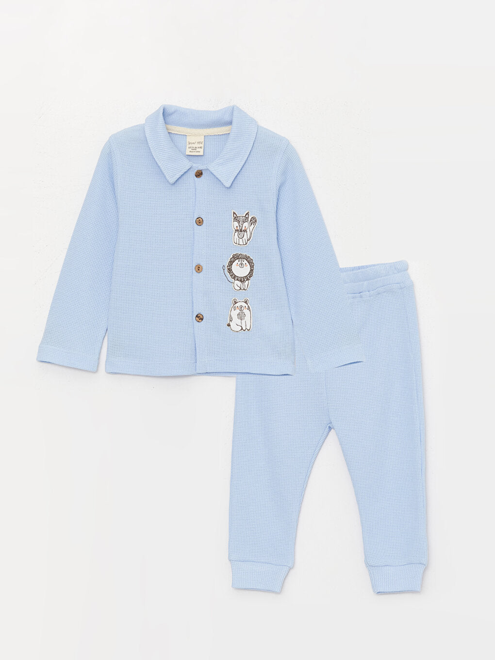 Crew Neck Long Sleeve Baby Boy Cardigan and Trousers 2-Piece Set