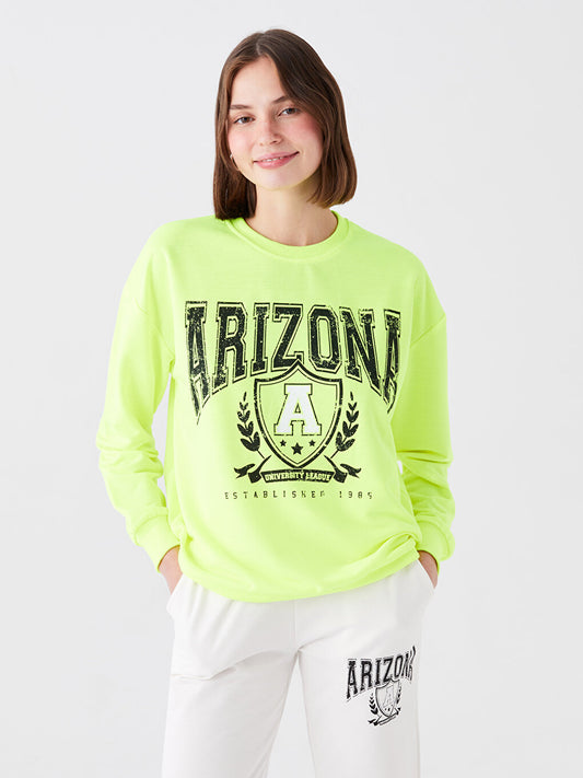 Crew Neck Printed Women's Sweatshirt