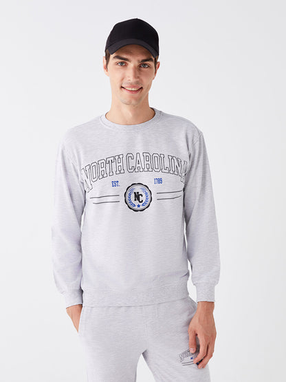 Crew Neck Long Sleeve Printed Men's Sweatshirt