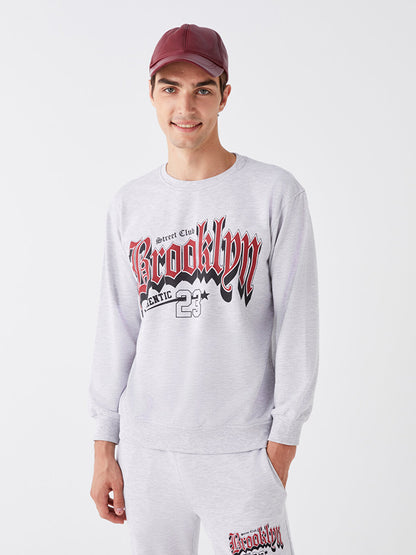 Crew Neck Long Sleeve Printed Men's Sweatshirt