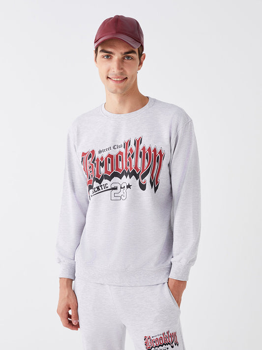 Crew Neck Long Sleeve Printed Men's Sweatshirt