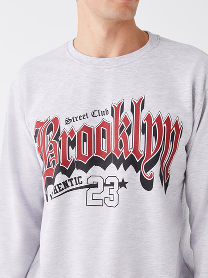 Crew Neck Long Sleeve Printed Men's Sweatshirt