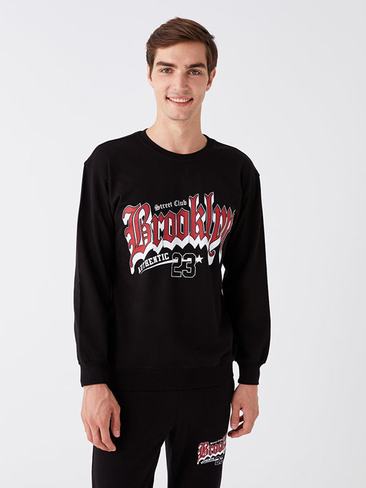 Crew Neck Long Sleeve Printed Men's Sweatshirt