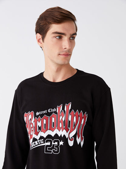 Crew Neck Long Sleeve Printed Men's Sweatshirt