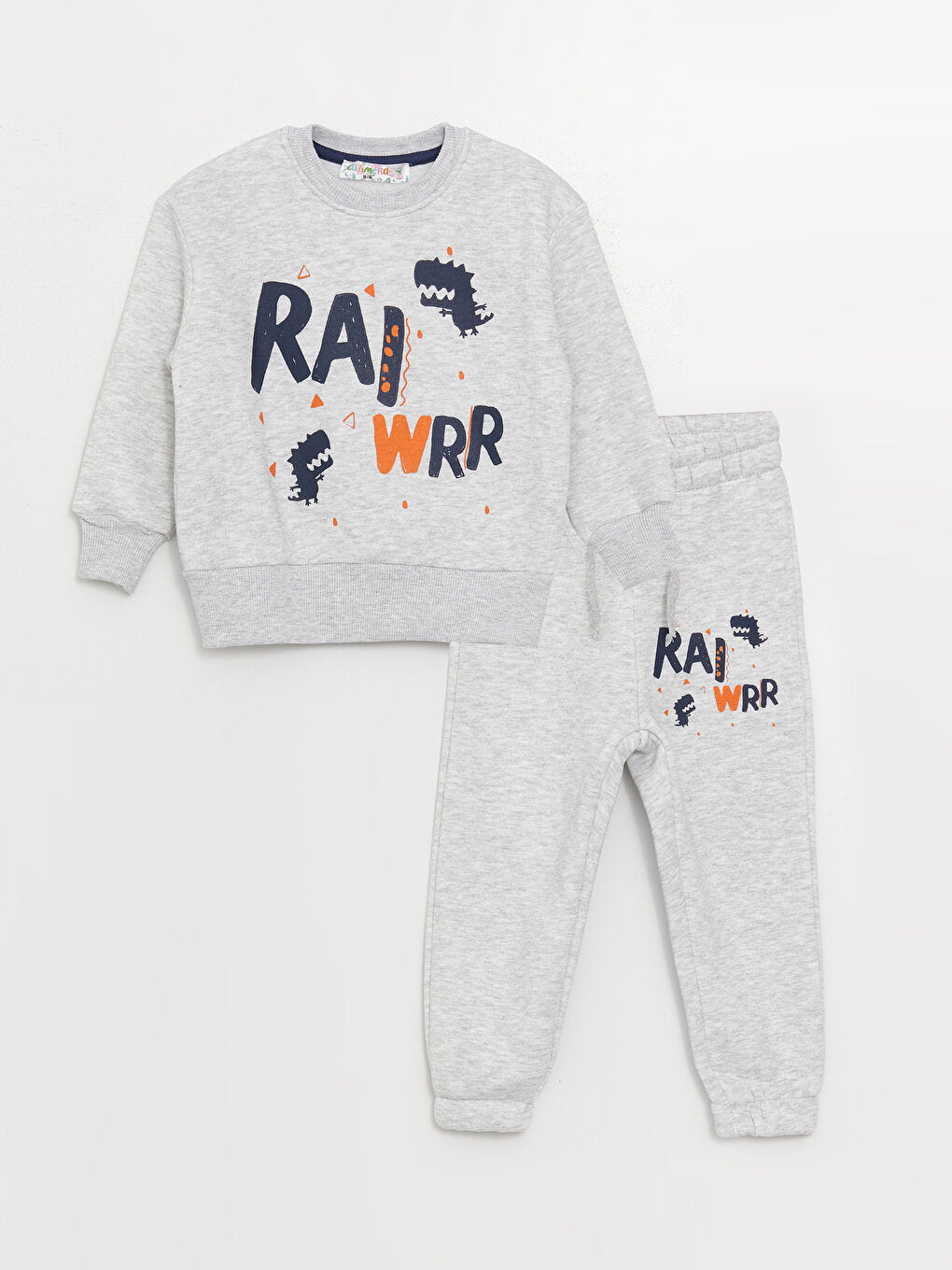 Crew Neck Long Sleeve Printed Baby Boy 2 Piece Set