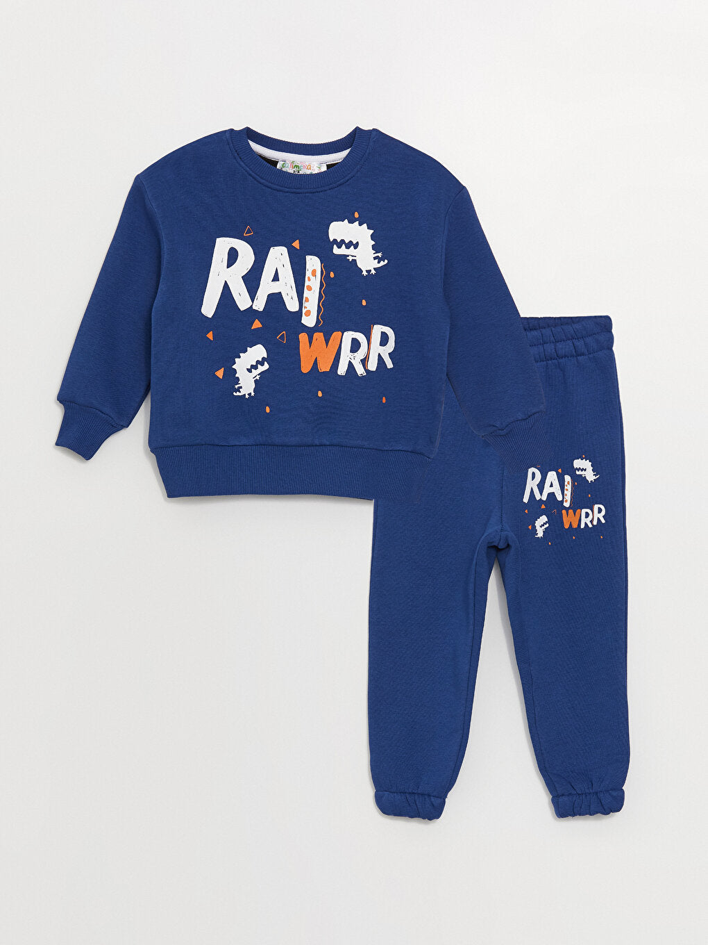 Crew Neck Long Sleeve Printed Baby Boy 2 Piece Set