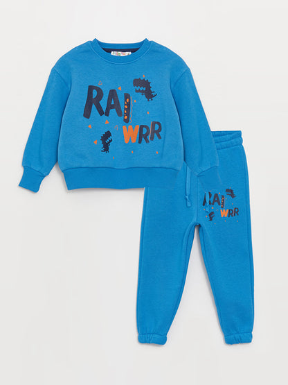 Crew Neck Long Sleeve Printed Baby Boy 2 Piece Set