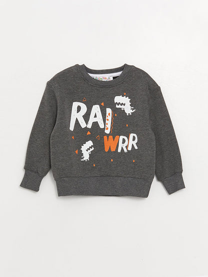 Crew Neck Long Sleeve Printed Baby Boy 2 Piece Set