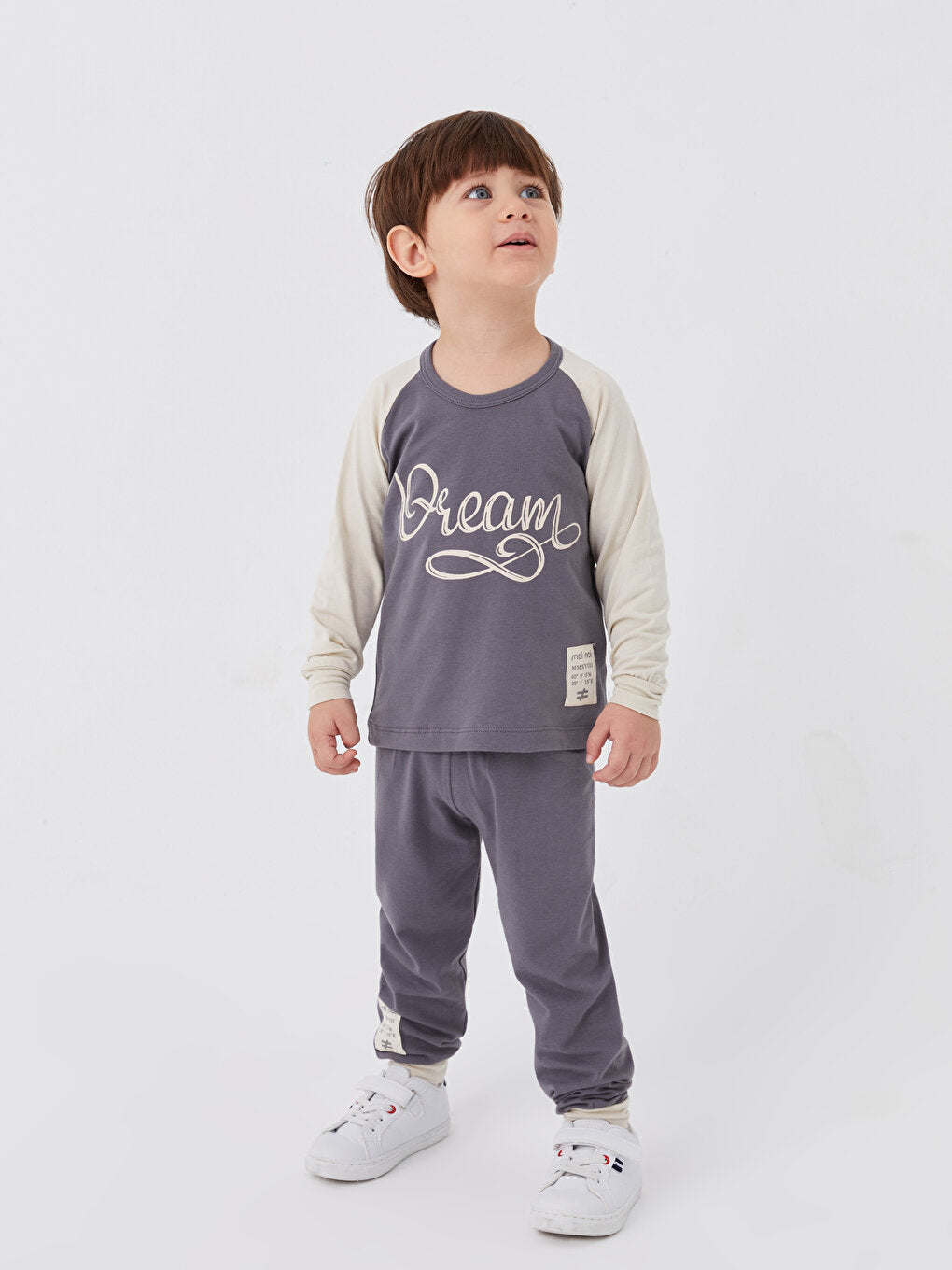 Crew Neck Long Sleeve Printed Baby Boy 2 Piece Set