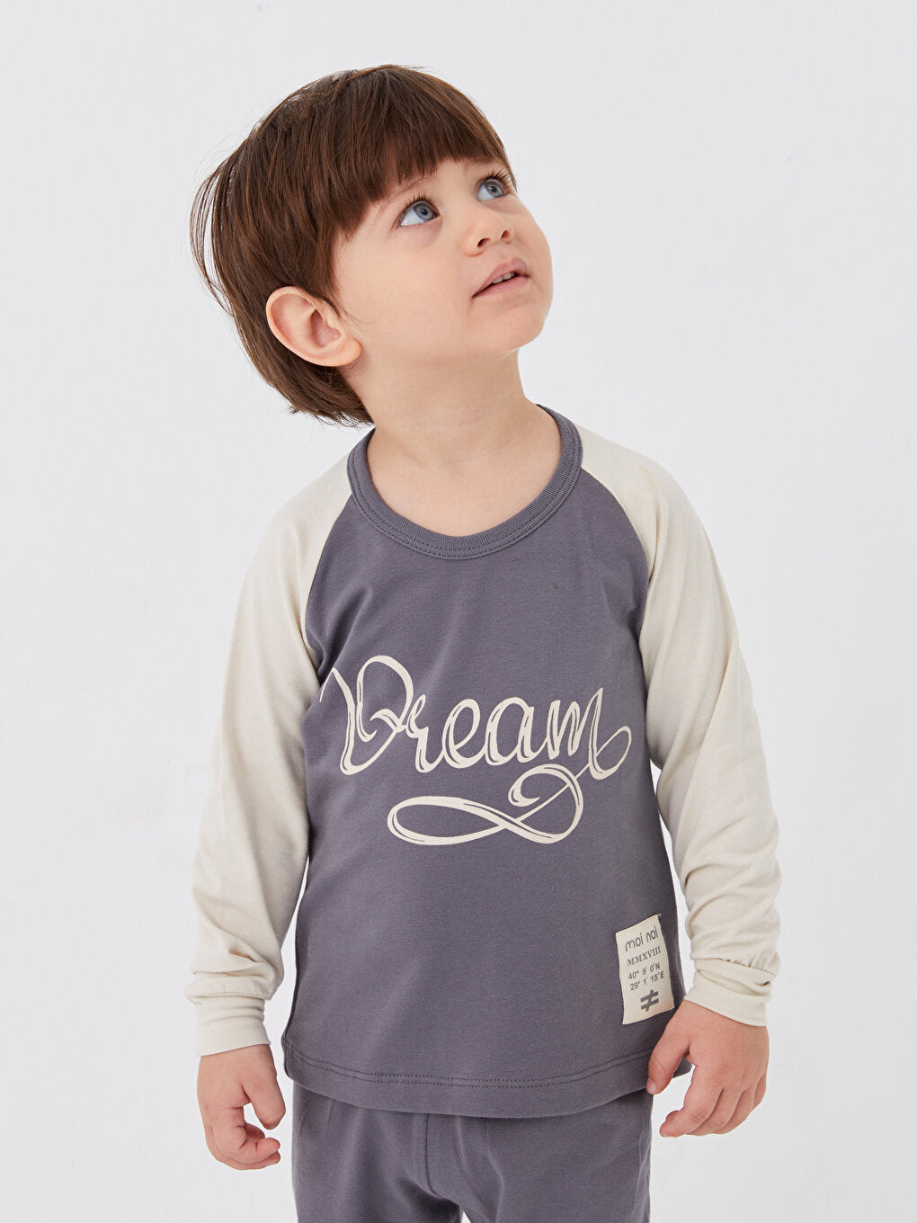 Crew Neck Long Sleeve Printed Baby Boy 2 Piece Set