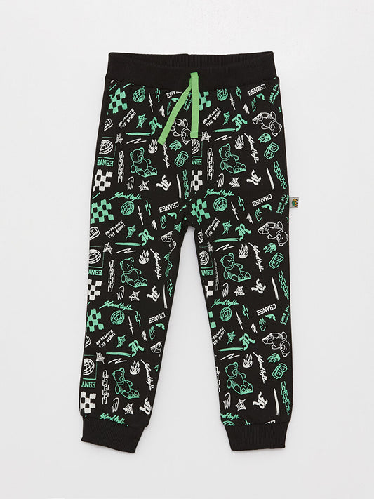 Printed Baby Boy Jogger Tracksuit Bottom with Elastic Waist