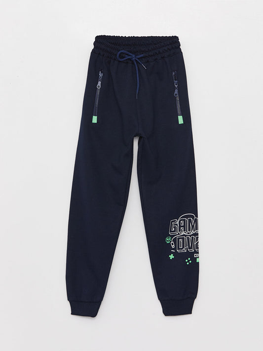 Printed Boys' Jogger Sweatpants with Elastic Waist