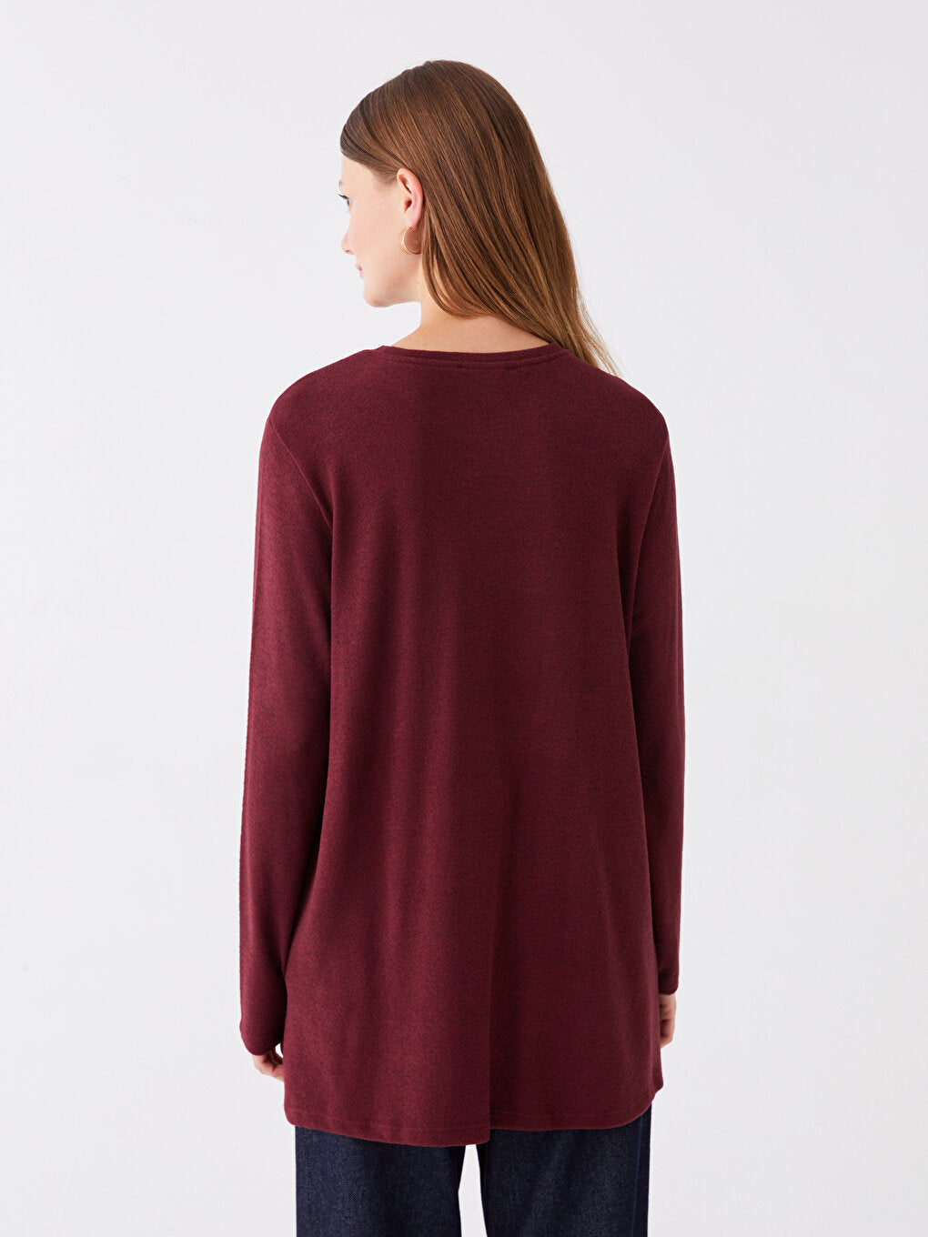 Crew Neck Plain Long Sleeve Women's Tunic