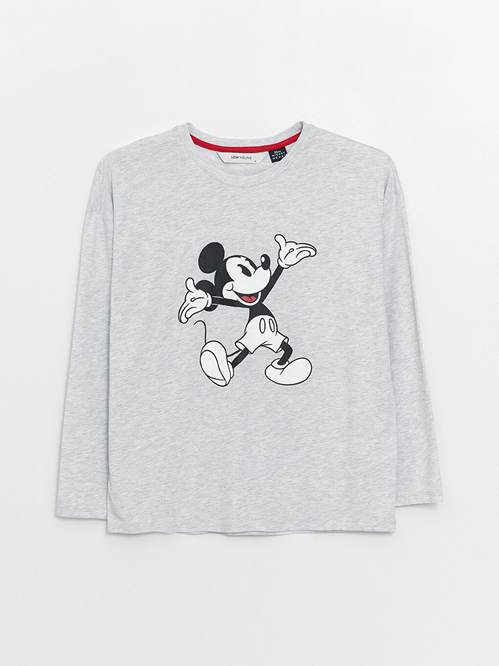 Crew Neck Mickey Mouse Printed Long Sleeve Women's Pajama Set