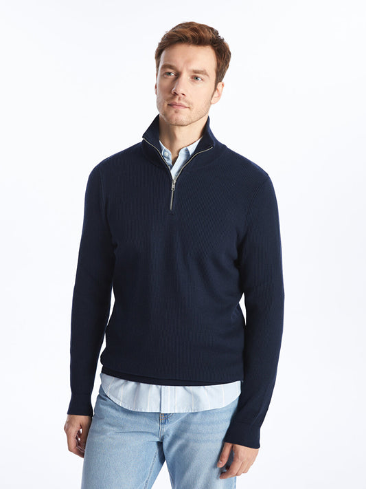 High Collar Long Sleeve Men's Knitwear Sweater