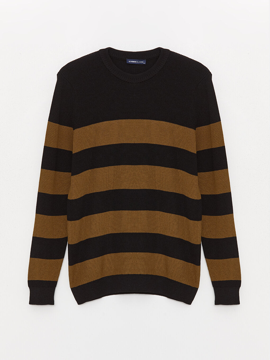 Crew Neck Long Sleeve Striped Men's Knitwear Sweater