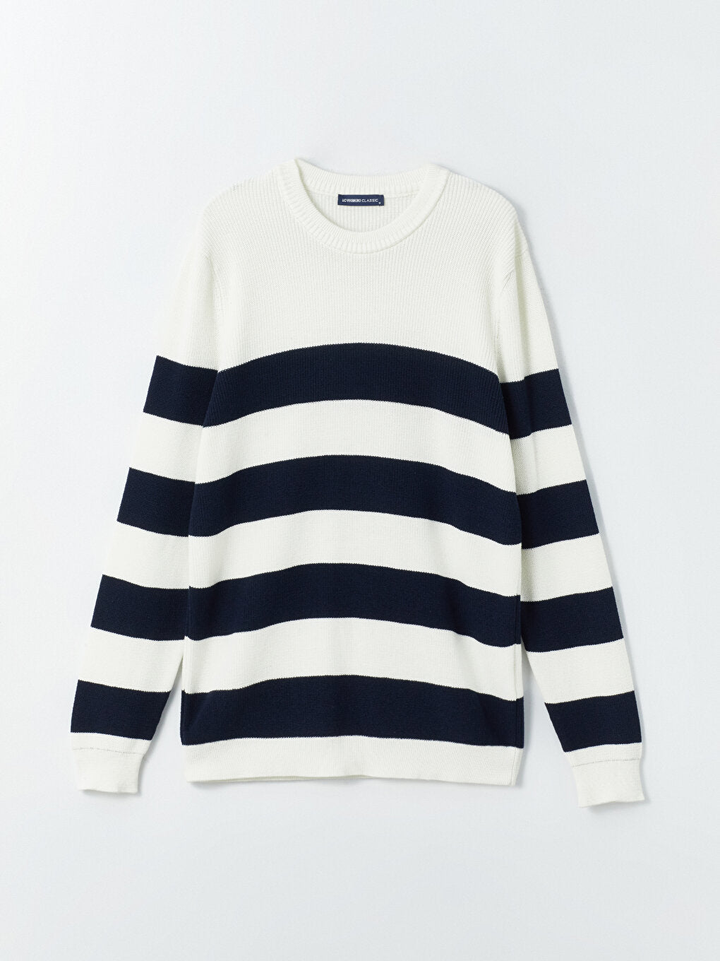 Crew Neck Long Sleeve Striped Men's Knitwear Sweater