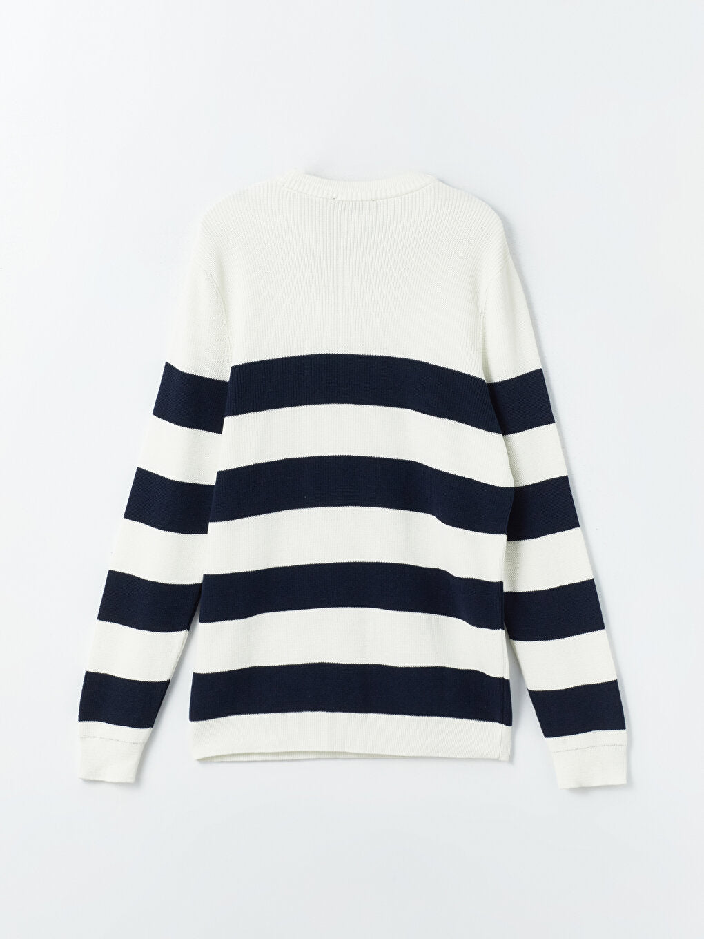 Crew Neck Long Sleeve Striped Men's Knitwear Sweater