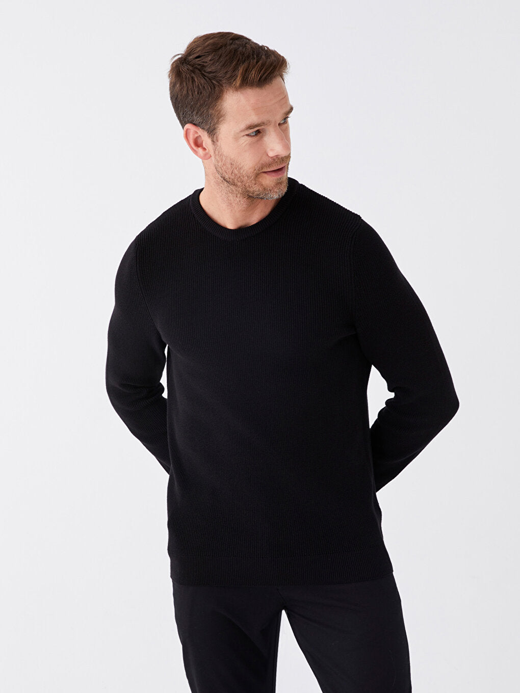 Crew Neck Long Sleeve Men's Knitwear Sweater