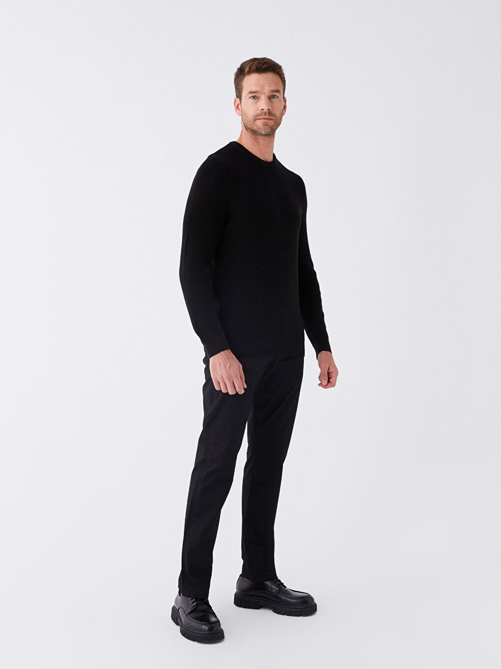 Crew Neck Long Sleeve Men's Knitwear Sweater