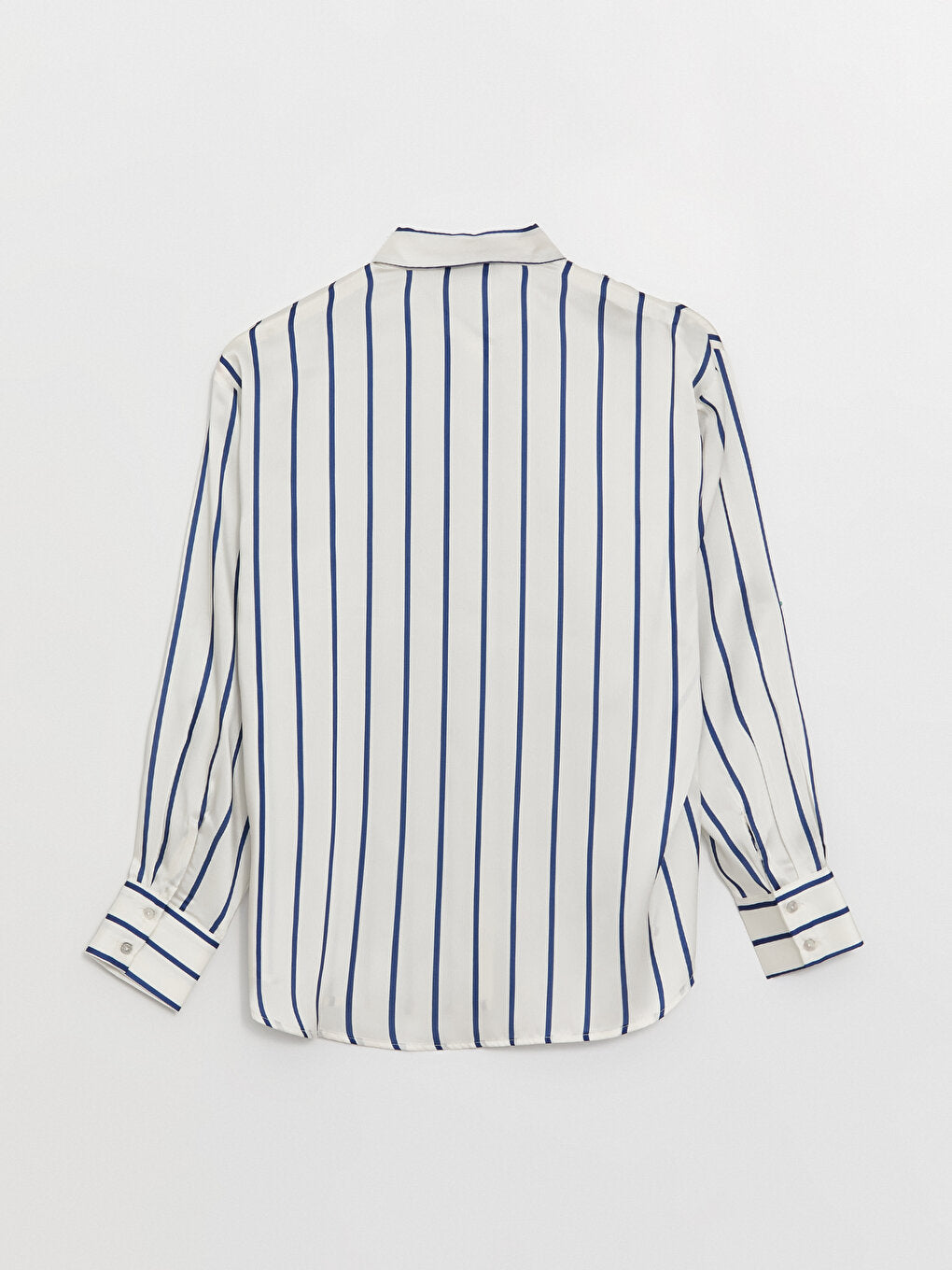 Striped Long Sleeve Oversize Women's Satin Shirt