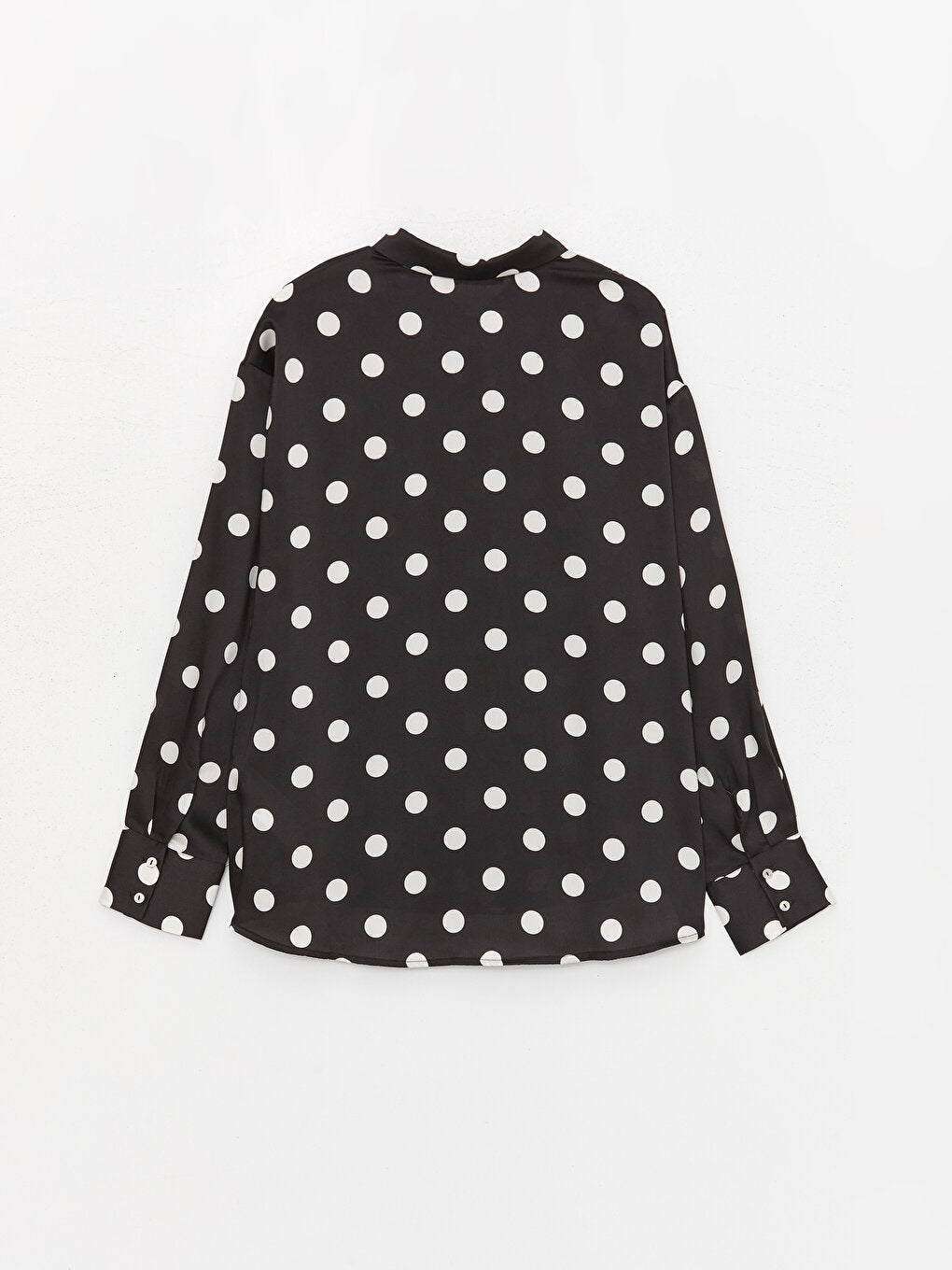 Polka Dot Long Sleeve Oversize Women's Satin Shirt