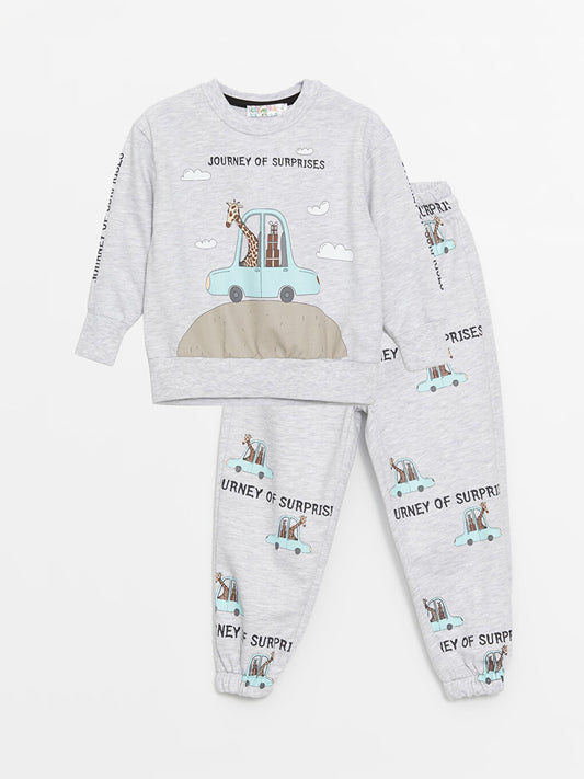 Crew Neck Printed Baby Boy Suit