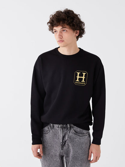 Crew Neck Long Sleeve Printed Men's Sweatshirt