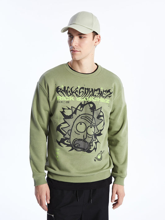 Crew Neck Long Sleeve Rick and Morty Printed Men's Sweatshirt