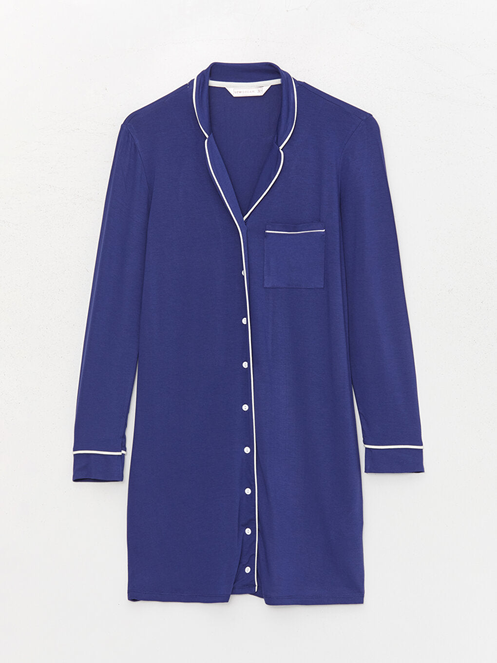 Shirt Collar Plain Long Sleeve Women's Nightgown