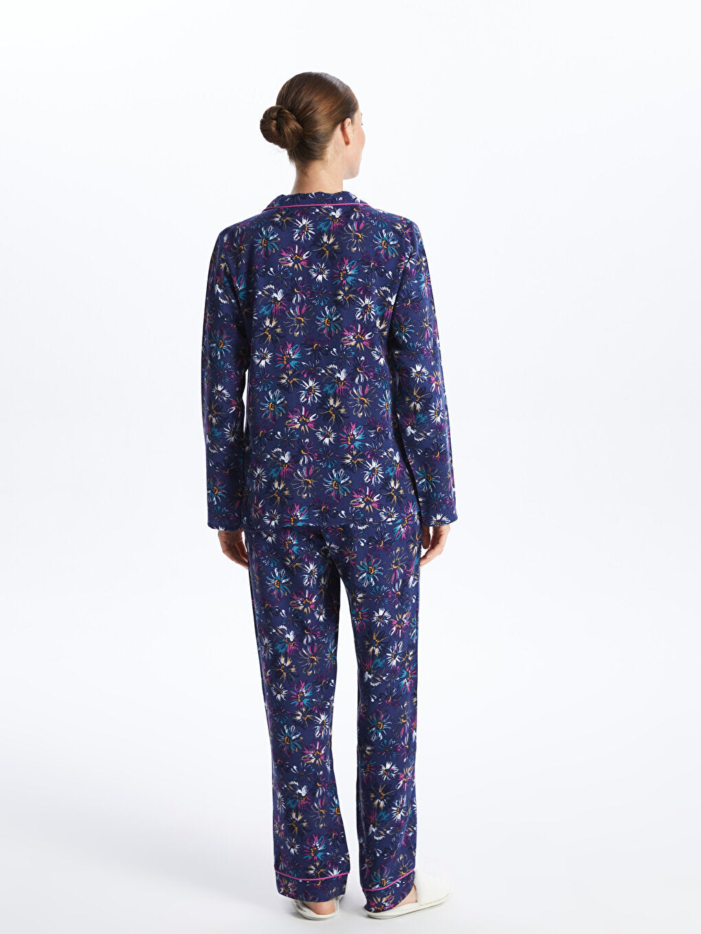 Shirt Collar Floral Long Sleeve Women's Pajama Set