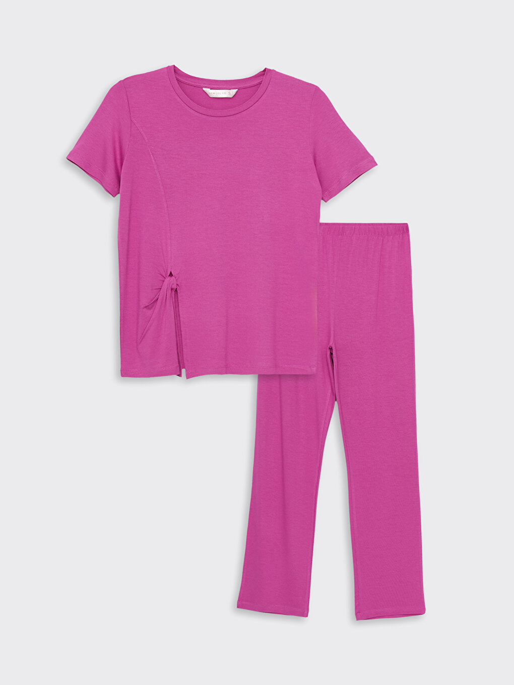 Crew Neck Plain Short Sleeve Women's Pajama Set